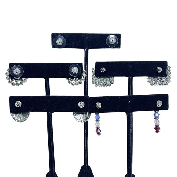 Lot Of 5 Silver Tone Pierced Earrings (5616) - Picture 6 of 6